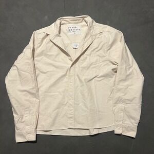 Frank & Eileen Women's Silvio Untuckable Button Up Shirt Size XL Beige Cotton